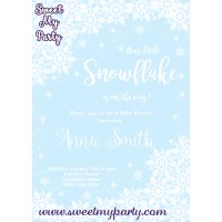 Winter Wonderland Baby Shower Invitation blue,(005)